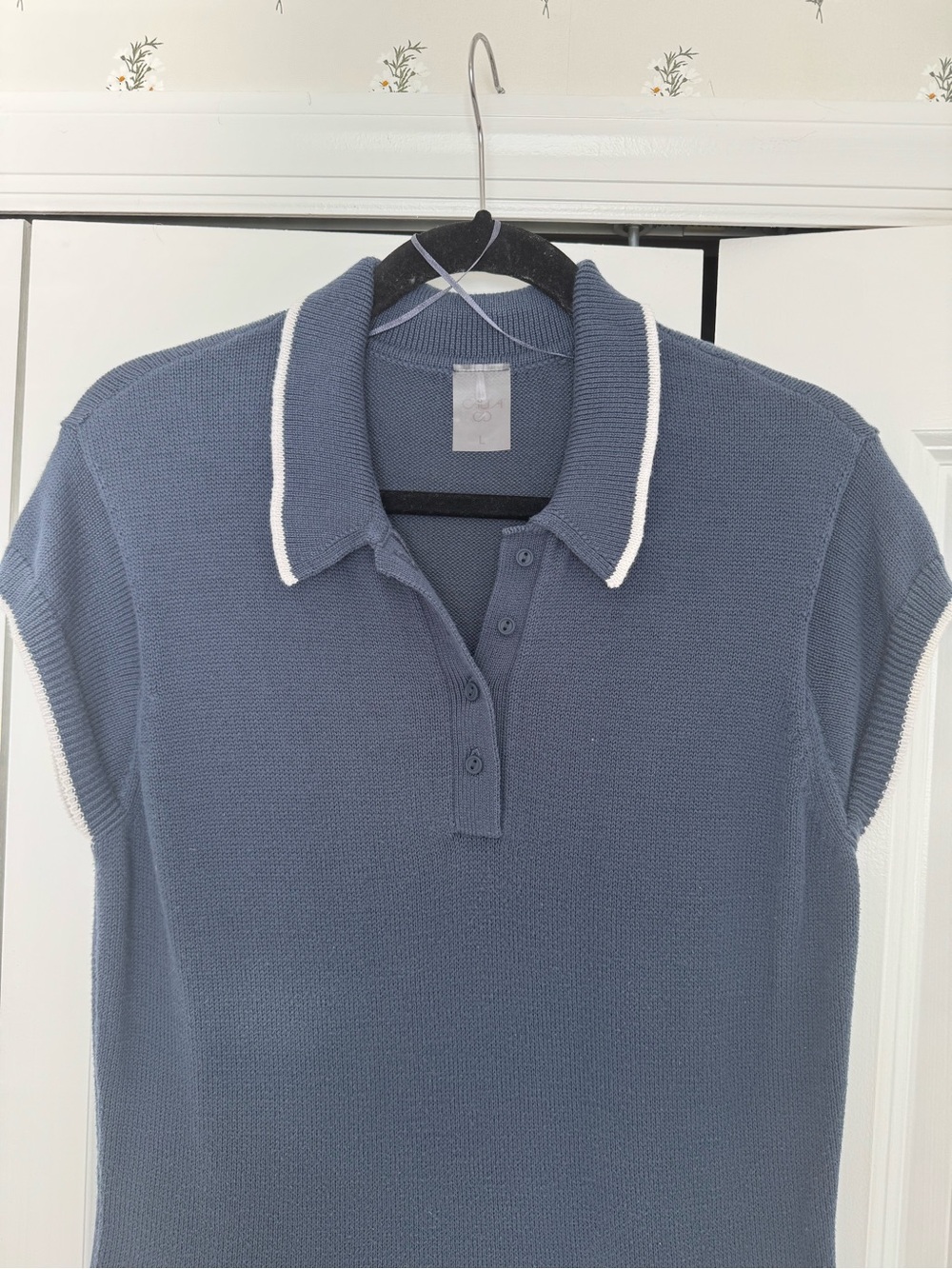 Calia Sweater blue Polo Dress with White Trim - Golf Tennis - Size Large